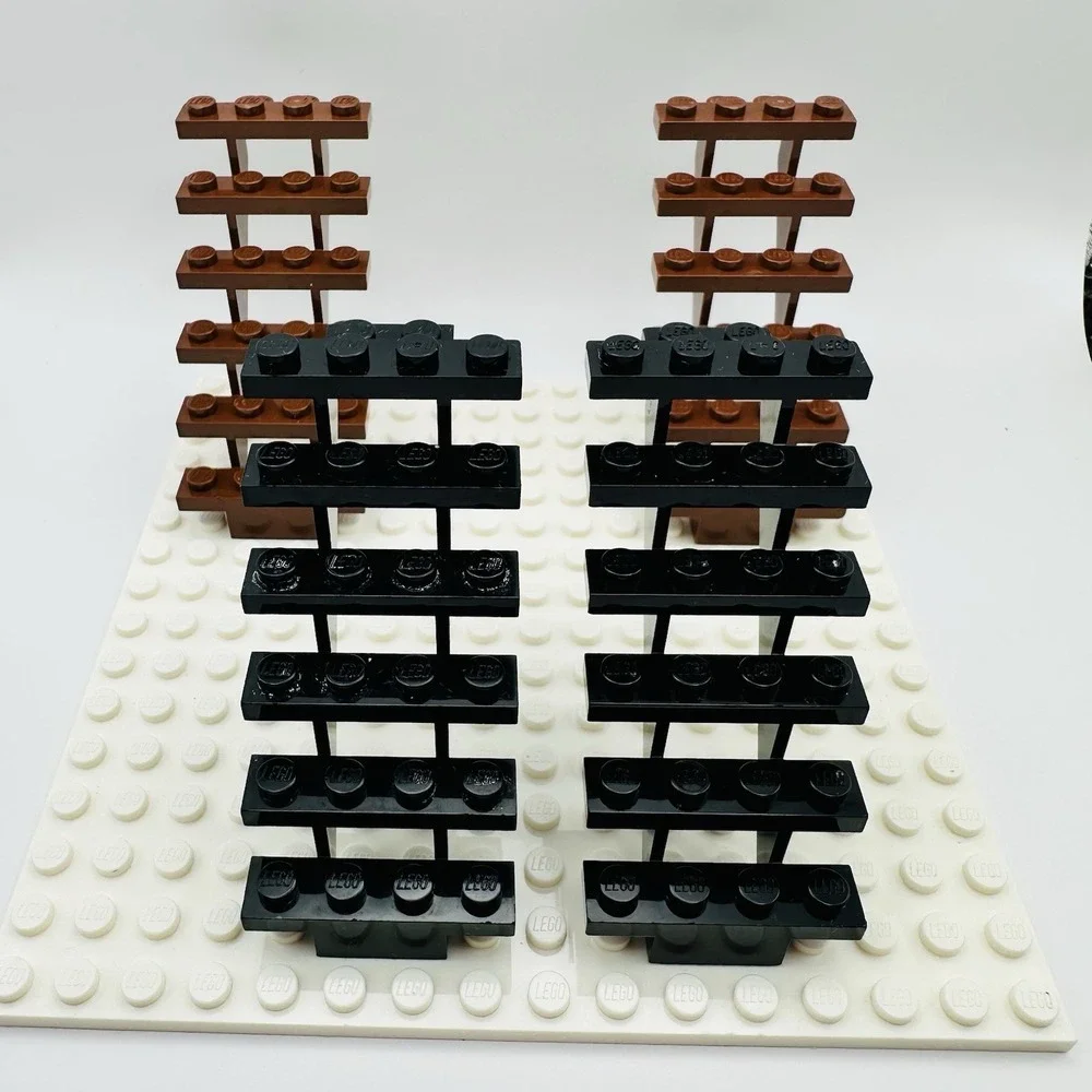 Lego Lot of 2 Brown & 2 Black Steps Stairs 30134 7x4x6 Straight Open Pre-owned‎